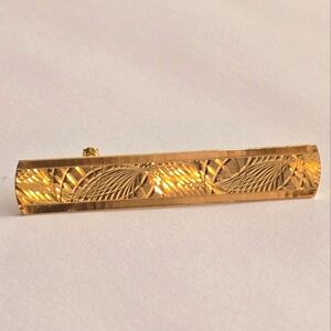 Vintage bar pin gold tone brooch Victorian revival style jewelry